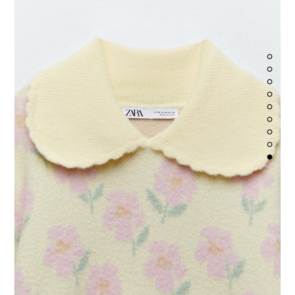 ZARA PRINTED COLLARED SWEATER YELLOW Pink - Picture 6 of 6